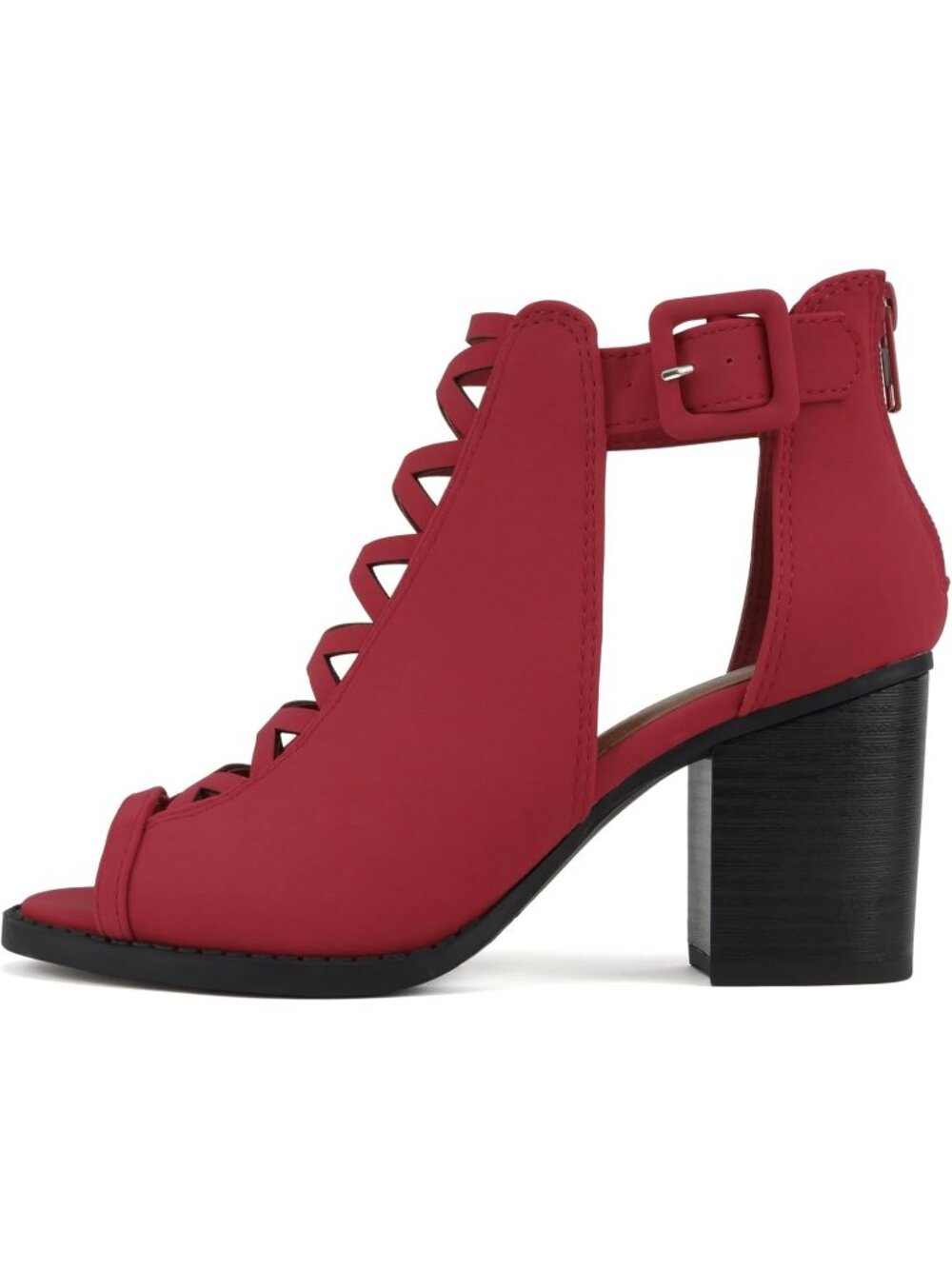 Women's Lipstick Nubuck Open Toe Crisscross Strap Back Zipper High Heels Sandals